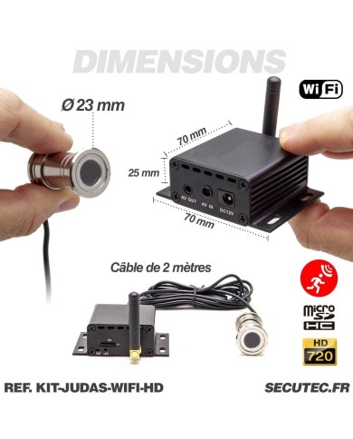 Caméra judas WiFi HD 720P avec accès à distance enregistrement à la détection de mouvement sur carte microSD 128 Go