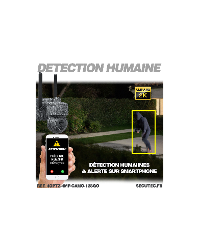 Caméra camouflage pilotable solaire 4G UHD 2K 4Mpx alerte sirène waterproof  infrarouge detection de mouvement