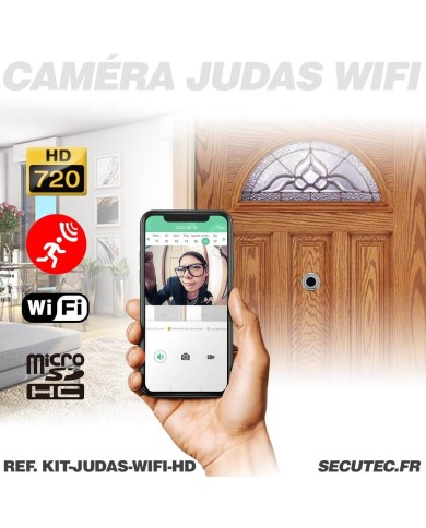Caméra judas WiFi HD 720P avec accès à distance enregistrement à la détection de mouvement sur carte microSD 128 Go
