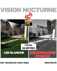Caméra 4G camouflage 2K infrarouge invisible très longue autonomie detection de mouvement et humaine 128Go