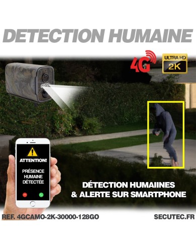 Camera 4G camouflage 2K infrarouge invisible ultra longue autonomie detection de mouvement et humaine 128Go