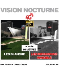 Caméra 4G noire 2K infrarouge invisible batterie ultra longue autonomie détection de mouvement et humaine 128Go