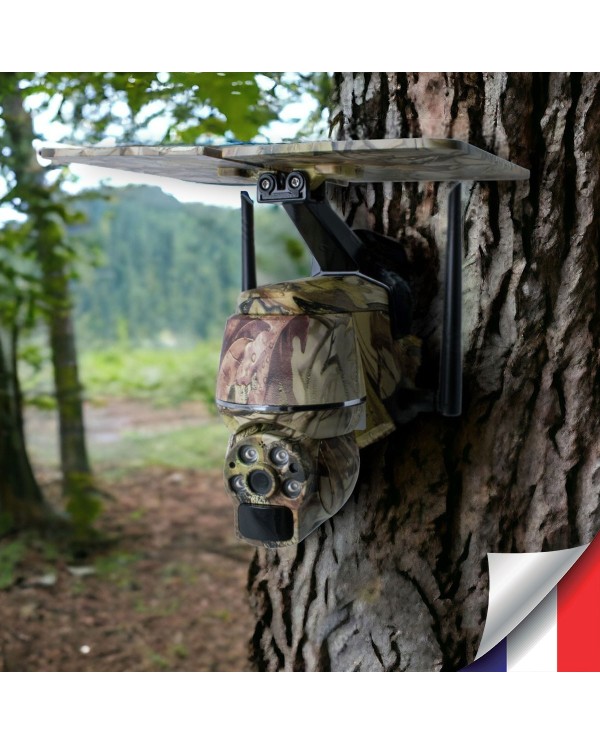 Caméra camouflage pilotable solaire 4G Ultra HD 2K alerte détection humaine AI