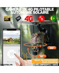 Caméra camouflage pilotable solaire 4G Ultra HD 2K alerte détection humaine AI