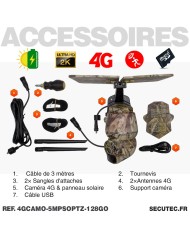 Caméra camouflage pilotable solaire 4G Ultra HD 2K alerte détection humaine AI