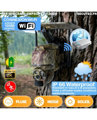Caméra camouflage pilotable solaire WiFi Ultra HD 2K alerte détection humaine AI