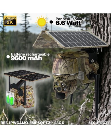 Caméra camouflage pilotable solaire WiFi Ultra HD 2K alerte détection humaine AI