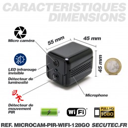 Cablelera Mini Camera Espion, 1080P Caméra de Surveillance sans Fil avec  Enregistrement WiFi Longue Batteries Micro Cachée Détection Mouvement et  Vision Nocturne Spy Cam, S : : High-Tech