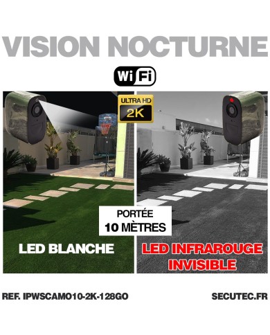 Caméra camouflage solaire WiFi 2K IR invisible très longue autonomie détection de mouvement et humaine 128Go