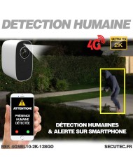 Caméra blanche 4G solaire UHD 2K infrarouge invisible très longue autonomie detection de mouvement et humaine 128Go