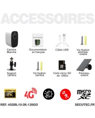Caméra blanche 4G solaire UHD 2K infrarouge invisible très longue autonomie detection de mouvement et humaine 128Go