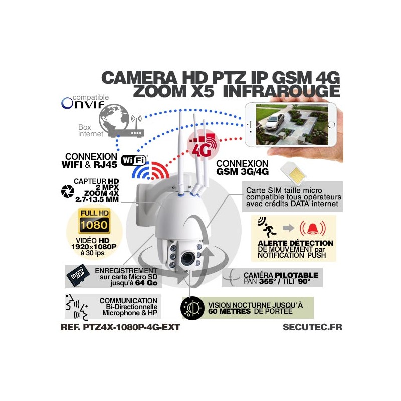 Caméra Autonome 4g Infrarouge Pilotable Par Téléphone