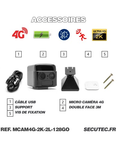 Micro camera 4G Ultra HD Zoom X6 longue autonomie avec détection de mouvement et détection humaine 128Go