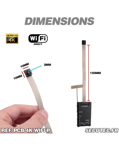 Micro caméra UHD 4K WiFi à intégrer enregistrement continu et détection de mouvement avec télécommande 128Go