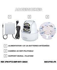 Caméra IP WiFi POE pilotable UHD 5Mpx détection de mouvement et de présence humaine 128Go