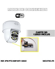 Caméra IP WiFi POE pilotable UHD 5Mpx détection de mouvement et de présence humaine 128Go