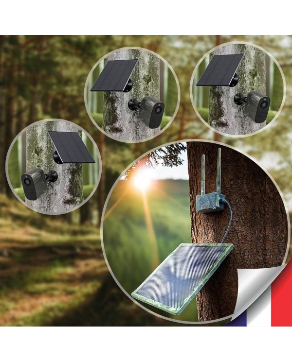 Kit vidéosurveillance 3G 4G autonome solaire camouflage avec 3 caméras