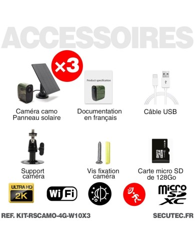 Kit vidéosurveillance 3G 4G autonome solaire camouflage avec 3 caméras
