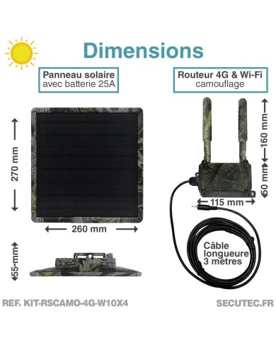 Kit vidéosurveillance 3G 4G autonome solaire camouflage avec 3 caméras