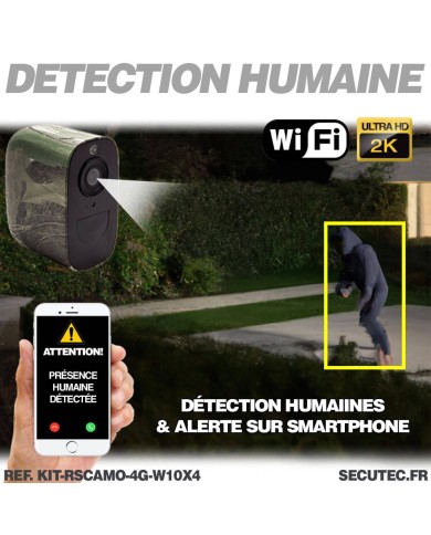 Kit vidéosurveillance 3G 4G autonome solaire camouflage avec 3 caméras