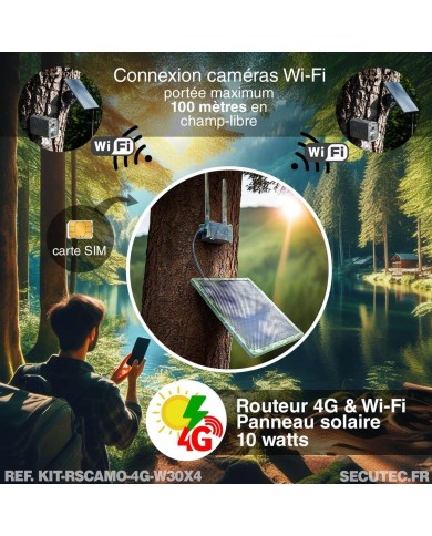 Kit vidéosurveillance camouflage 4G autonome 4 caméras solaires WIFI