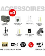 Kit vidéosurveillance camouflage 4G autonome 4 caméras solaires WIFI