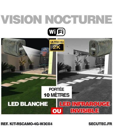 Kit vidéosurveillance camouflage 4G autonome 4 caméras solaires WIFI