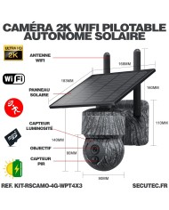 Kit vidéosurveillance camouflage 4G autonome 3 caméras pilotables 2K
