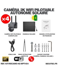 Kit vidéosurveillance camouflage 3G 4G autonome 4 caméras pilotables solaires WIFI 2K