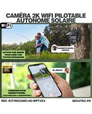 Kit vidéosurveillance camouflage 3G 4G autonome 4 caméras pilotables solaires WIFI 2K