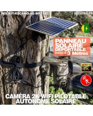 Kit vidéosurveillance camouflage 4G autonome 3 caméras pilotables solaires WIFI 2K 128Go