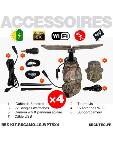 Kit vidéosurveillance camouflage 4G autonome 4 caméras ptz solaires