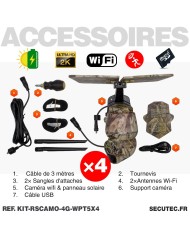 Kit vidéosurveillance camouflage 4G autonome 4 caméras ptz solaires