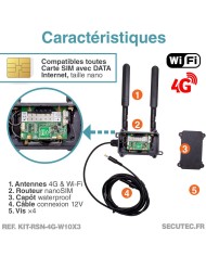 Kit vidéosurveillance 4G autonome solaire 3 caméras WIFI 2K  128Go