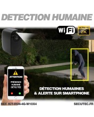 Kit vidéosurveillance 3G 4G autonome 4 caméras solaires WIFI 4MP