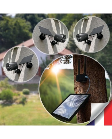 Kit vidéosurveillance 4G autonome 3 caméras solaires WIFI UHD 2K 128Go