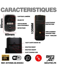 Kit vidéosurveillance 4G autonome 3 caméras solaires WIFI UHD 2K 128Go