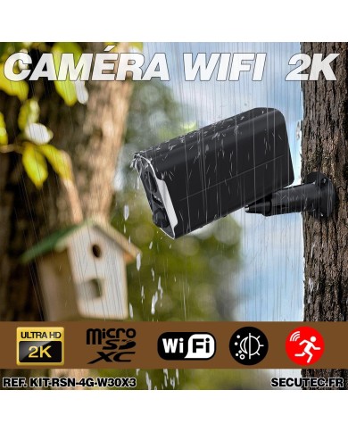 Kit vidéosurveillance 4G autonome 3 caméras solaires WIFI UHD 2K 128Go
