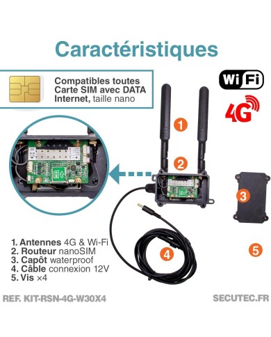 Kit vidéosurveillance 3G 4G autonome 4 caméras solaires WIFI UHD 2K