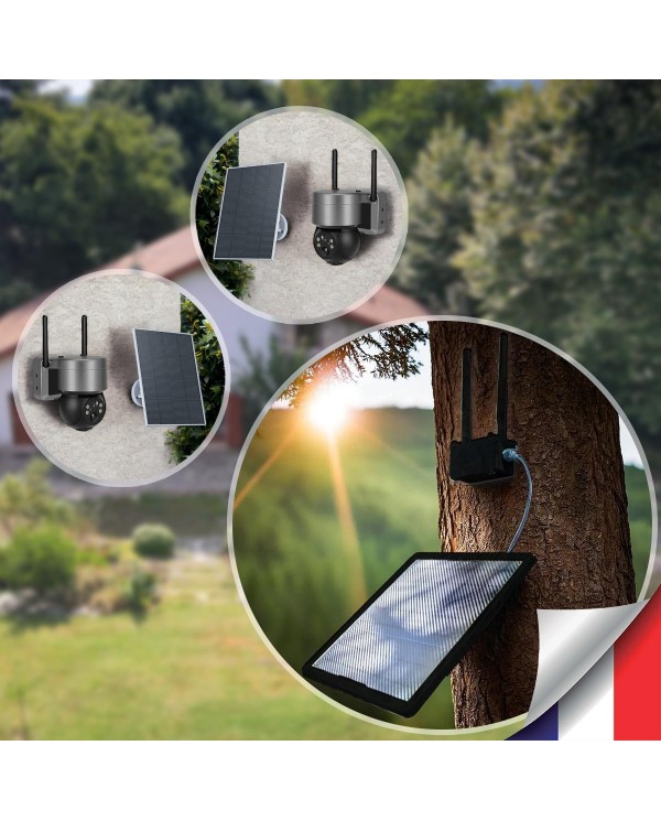 Kit vidéosurveillance 3G 4G autonome 2 caméras pilotables solaires WIFI 2K 128Go
