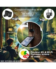 Kit vidéosurveillance 3G 4G autonome 2 caméras pilotables solaires WIFI 2K 128Go