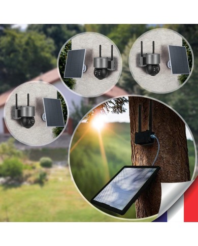 Kit vidéosurveillance 3G 4G autonome 3 caméras pilotables WIFI 2K