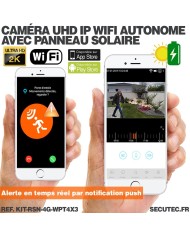 Kit vidéosurveillance 3G 4G autonome 3 caméras pilotables WIFI 2K