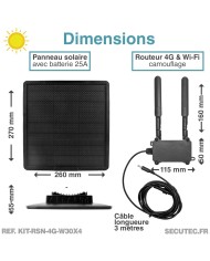 Kit vidéosurveillance 3G 4G autonome 4 caméras pilotables WIFI 2K