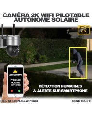 Kit vidéosurveillance 3G 4G autonome 4 caméras pilotables WIFI 2K