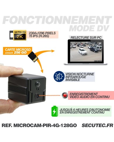Micro caméra espion 4G HD 1080P longue autonomie détection IR invisible