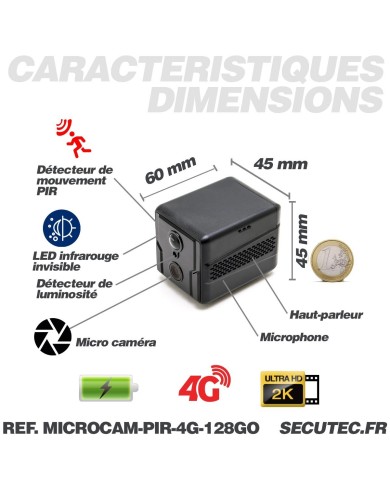 Micro caméra espion 4G HD 1080P longue autonomie détection IR invisible