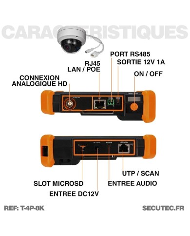 Testeur et scanner de caméra 8K max avec écran tactile 4 pouces