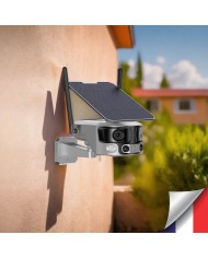 Caméra solaire WiFi Ultra grand angle double objectifs UHD 4K 8MP détection de mouvement avec alerte sirène waterproof 128Go