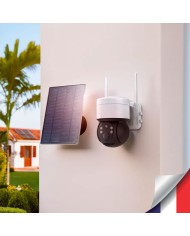 Caméra pilotable solaire IP WIFI UHD 2K 4Mpx waterproof infrarouge detection humaine accès à distance via iphone android detecti